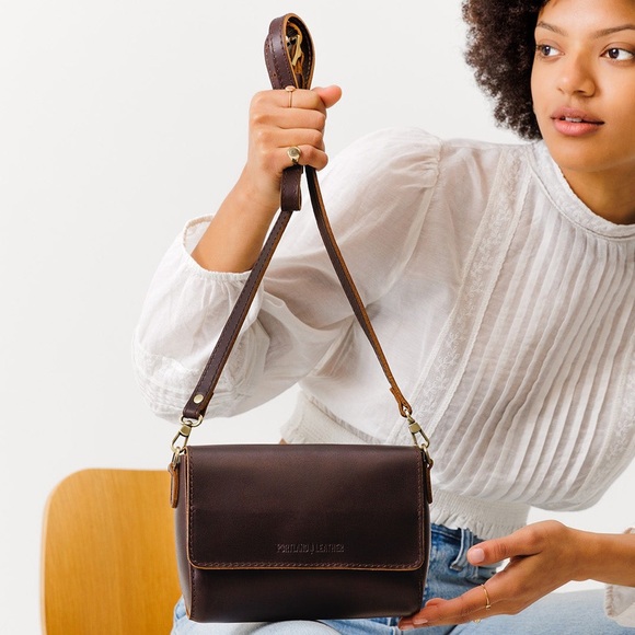 Portland Leather Handbags - Portland Leather Metro Crossbody Bag- Mini Color: Grizzly